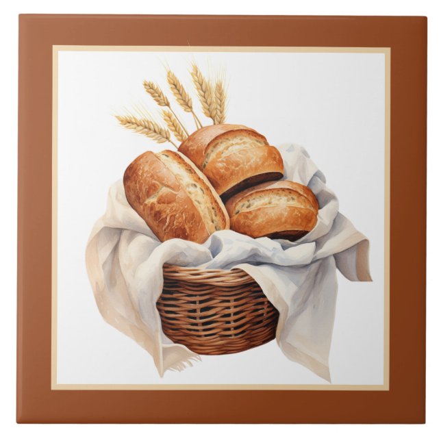 Cute bakery bread lovers home business crafting ceramic tile (Front)