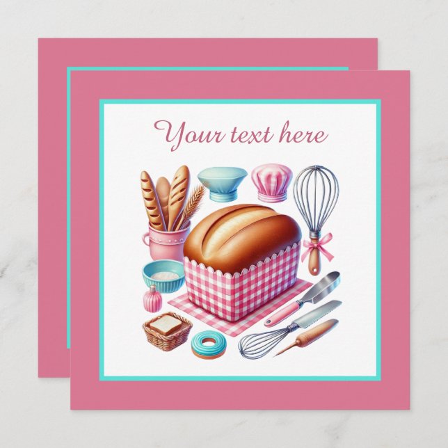 Cute bakery bread party invitation (Front/Back)