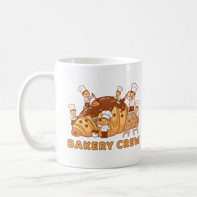 Cute Bakery Crew Cartoon Chefs Baking Team Gift Coffee Mug (Left)