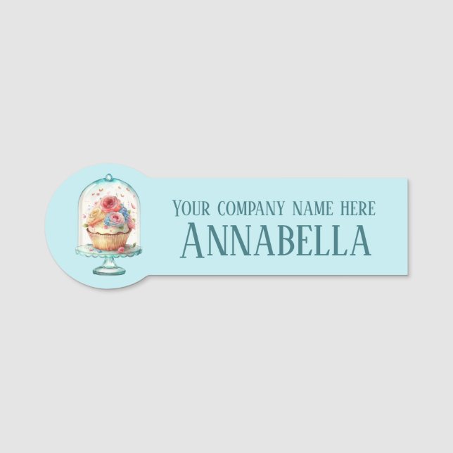 Cute bakery cupcake add name employee  name tag (Front)