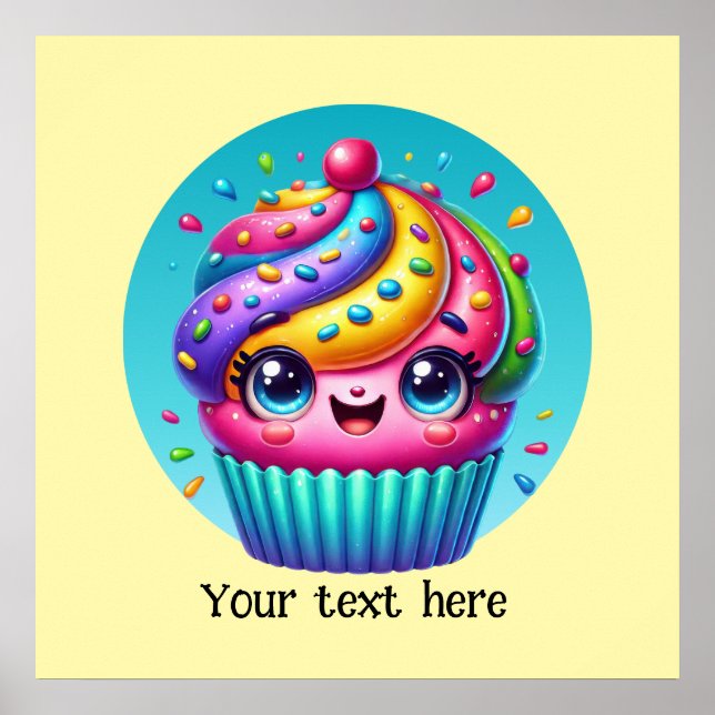 Cute bakery cupcake customise  poster (Front)