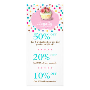 Cute Bakery Cupcake Discount Polka Dot 2 Rack Card