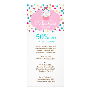 Cute Bakery Cupcake Polka Dot 3 Rack Card