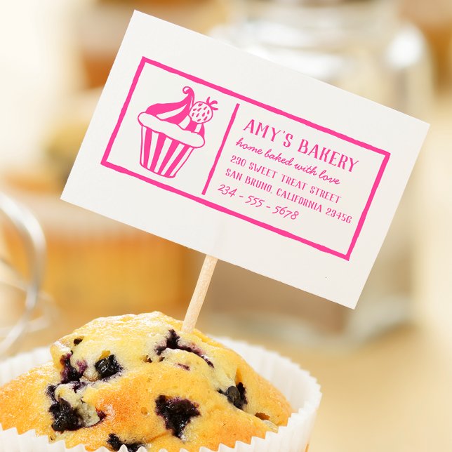 Cute Bakery Logo & Small Business Info Product Self-inking Stamp (Rubber Stamp Mock-up)