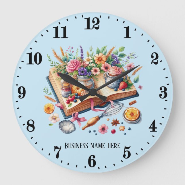 Cute bakery recipe book customizable large clock (Front)