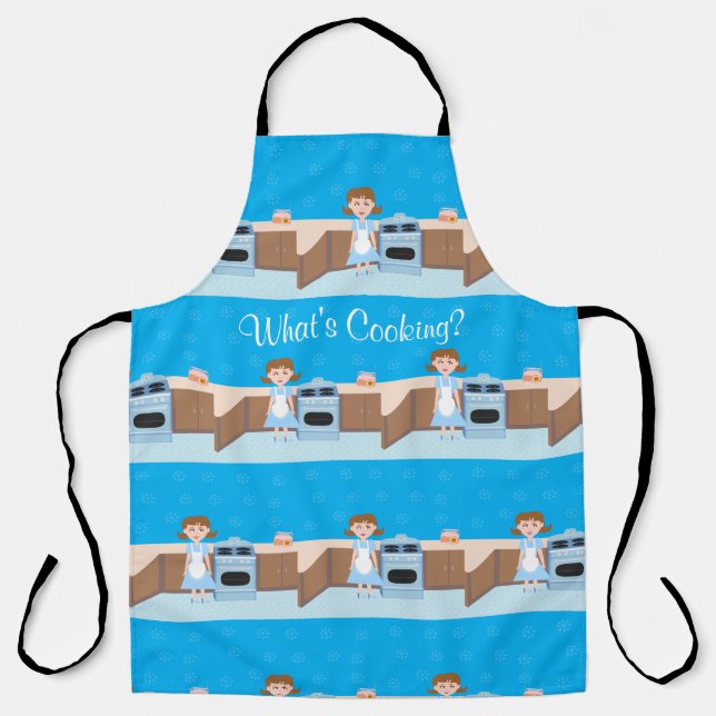 Cute Baking Housewife Customisable Kitsch Design Apron (Front)