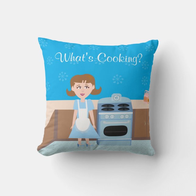 Cute Baking Housewife Customisable Kitsch Design Cushion (Front)