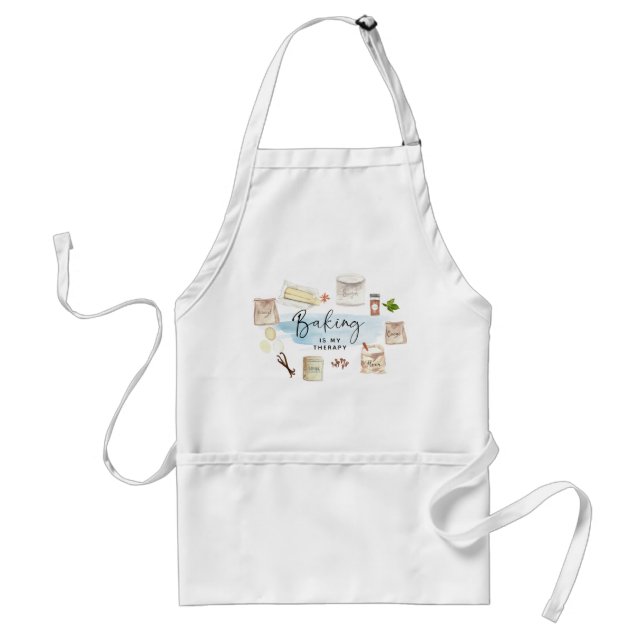 Cute Baking is my Therapy Quote Illlustration Standard Apron (Front)