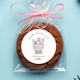 Cute Baking Utensils on White Classic Round Sticker