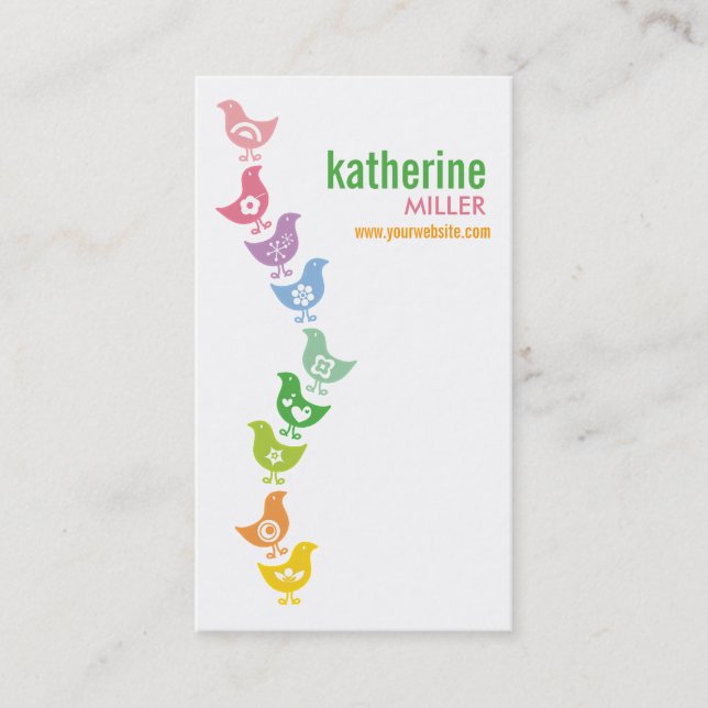Cute Balancing Retro Rainbow Chicks Profile Card (Front)
