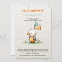 Cute Bald Eagle 4th of July Party Invitation