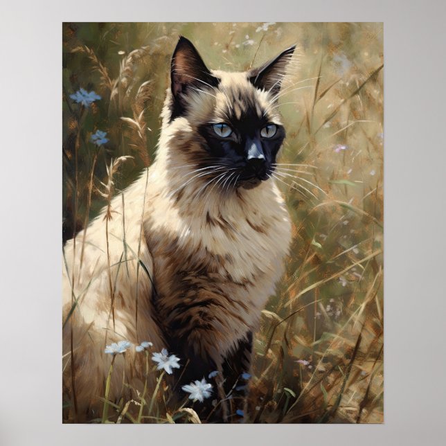 Cute Balinese Cat Art Print Poster (Front)