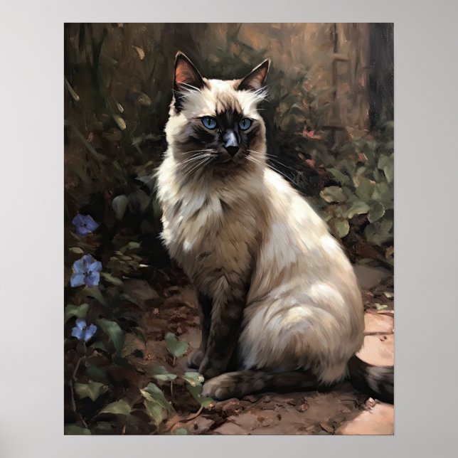 Cute Balinese Cat Art Print Poster (Front)