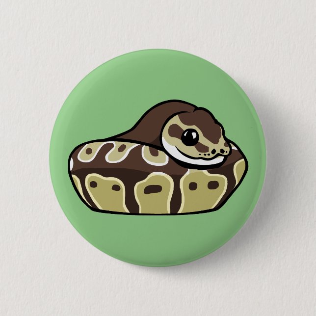 Cute Ball Python Pet Snake Drawing Badge Button (Front)