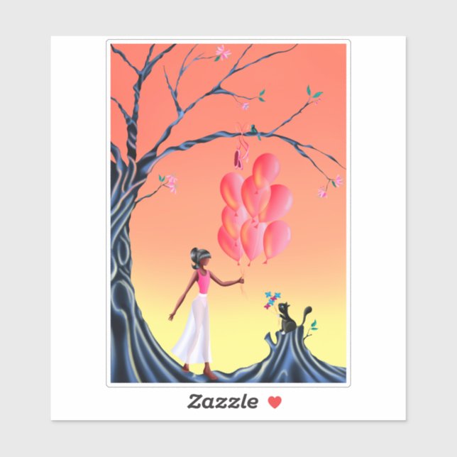 Cute Ballerina and Cat at sunset Tree  (Sheet)