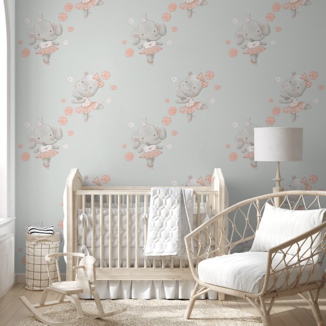 Cute Ballerina Animals on Sage Wallpaper (Kids)