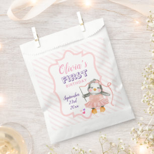 Cute Ballerina Baby Penguin Pink 1st Birthday  Fav Favour Bag