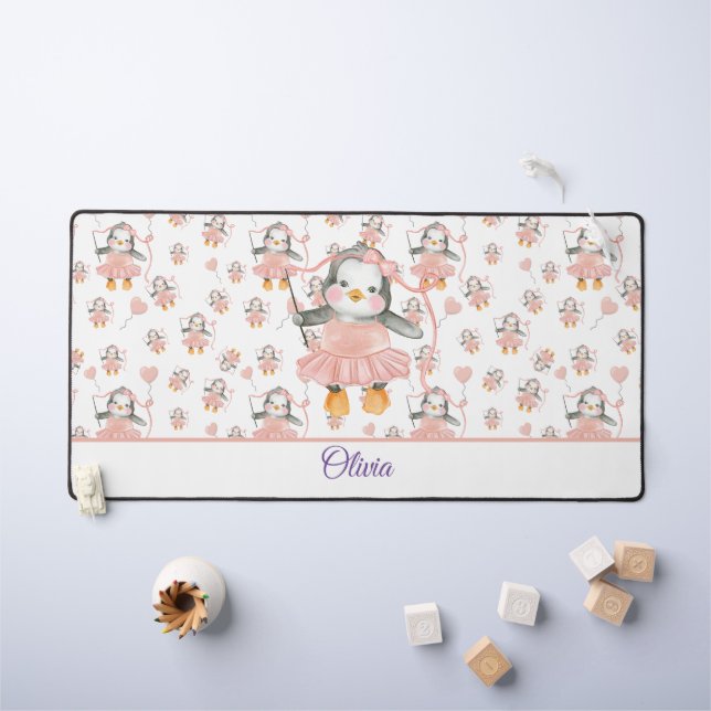 Cute Ballerina Baby Penguin Pink  Desk Mat (Kids Table)