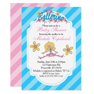 Cute Ballerina Baby Shower Theme Invitation