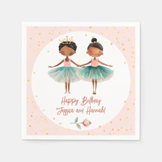 Cute Ballerina Ballet Pink Double Birthday Napkin (Front)