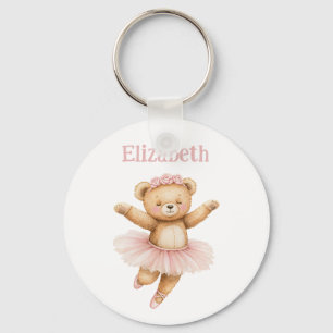 Cute ballerina bear key ring