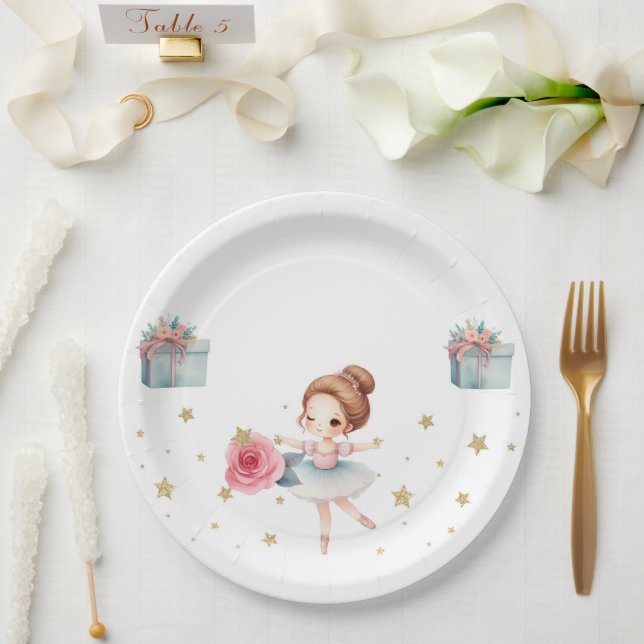 Cute Ballerina Birthday Party  Paper Plate (Wedding)