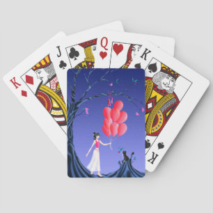Cute Ballerina & Cat Night Sky Playing Cards
