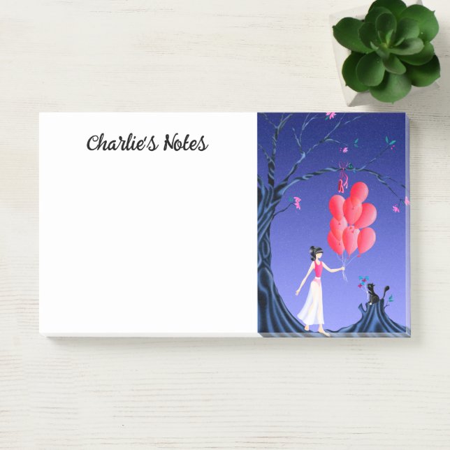 Cute Ballerina & Cat Night Sky  Post-it Notes (Office)