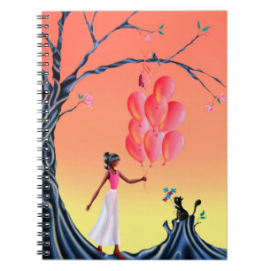 Cute Ballerina & Cat Sunset Notebook