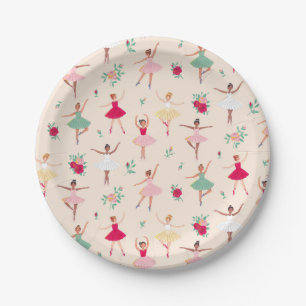 Cute Ballerina Girl Birthday Party Invitation Paper Plate