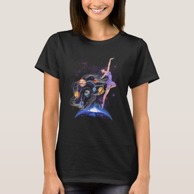 Cute Ballerina Girl Space Astronaut Ballet Dancer  T-Shirt (Front)