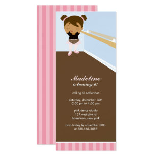 Cute Ballerina Girl's Birthday Party Invitation