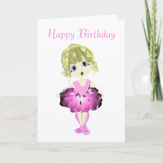 Cute Ballerina in Pink Tutu Art Card