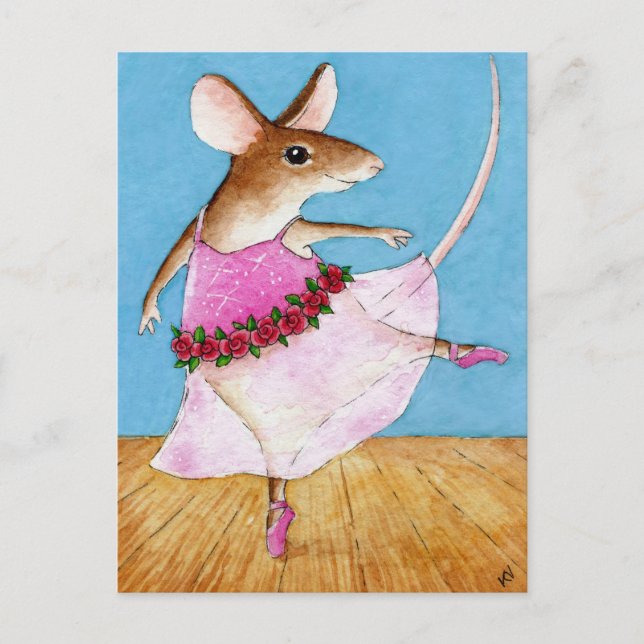 Cute ballerina mouse postcard (Front)