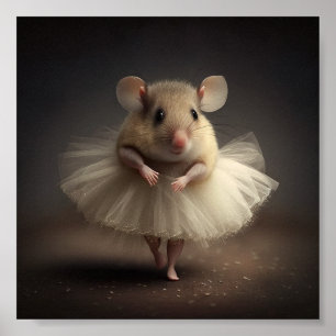 Cute ballerina mouse poster
