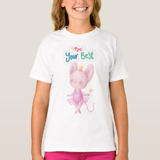Cute Ballerina Mouse White Kids T-Shirt