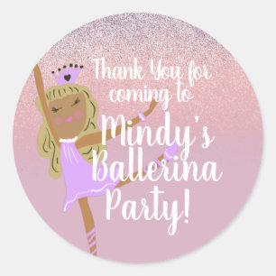 Cute Ballerina Party Doodle Classic Round Sticker