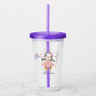 Cute Ballerina Penguin Personalise Acrylic Tumbler