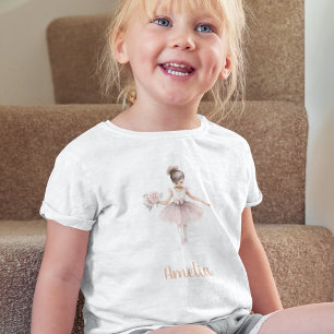 Cute Ballerina Personalised Birthday Girl Pink Toddler T-Shirt