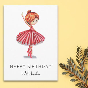Cute Ballerina Pink Tutu Girl Birthday  Card