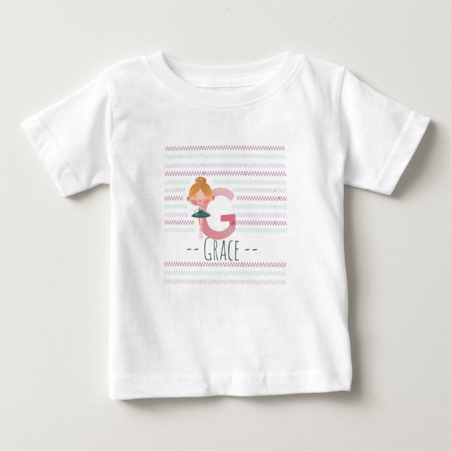Cute Ballerina Plush Pink Letter G Toddler  Baby T-Shirt (Front)