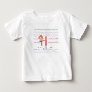 Cute Ballerina Plush Pink Letter H Toddler Baby T-Shirt