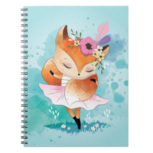 Cute Ballerina Red Fox Notebook