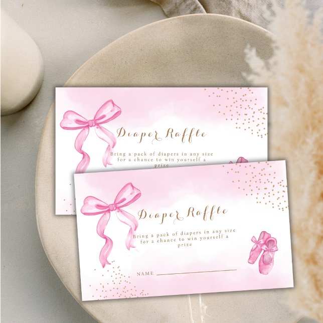 Cute Ballerina Shoes Bow Diaper Raffle Baby Shower Enclosure Card (Cute Ballerina Shoes Bow Diaper Raffle Baby Shower Enclosure Card)