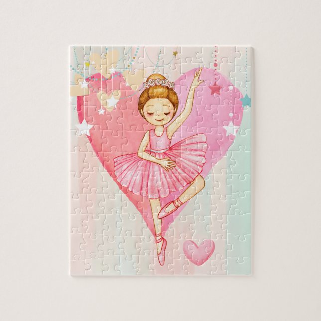 Cute Ballerina Stars and Hearts Jigsaw Puzzle (Vertical)