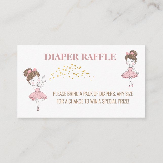 Cute ballerina tutu glitter blush diaper raffle enclosure card (Front)