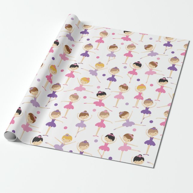 Cute Ballerina Wrapping Paper (Unrolled)