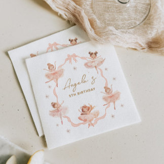 Cute Ballerinas Birthday Invitation Napkin