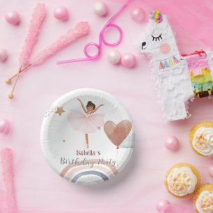 Cute Ballet afro Balloon Birthday girls party Paper Plate