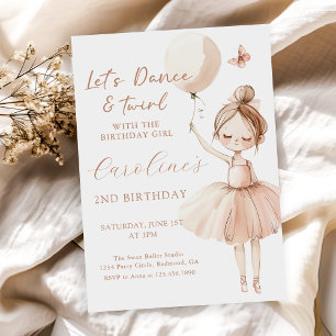Cute Ballet Ballerina Birthday Invitation